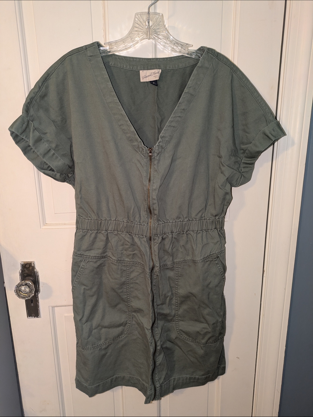 Universal Thread Olive Utility Zip-Front Midi Dress